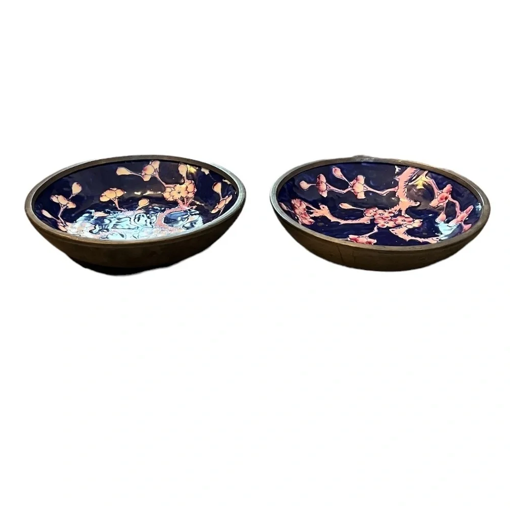 Set‎ Of 2 Antique Soap Dish CHERRY BLOSSOMS in PEWTER